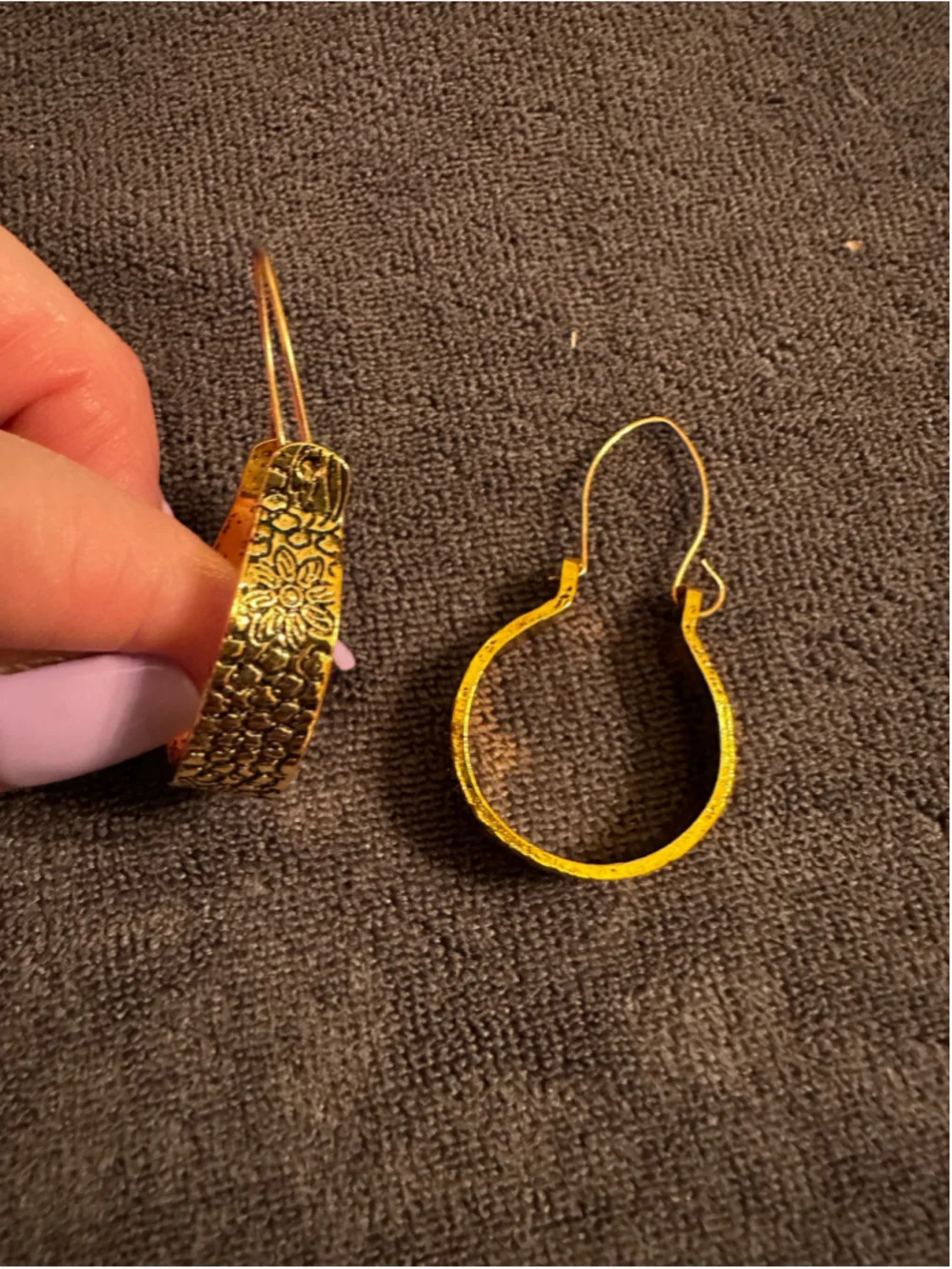 Unbranded Gold Floral Hoop Earrings